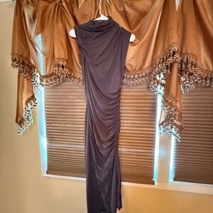 Elegant dark grey Sleeveless Gown